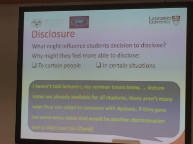 slide showing student comments about disclosure - contact me for full text version